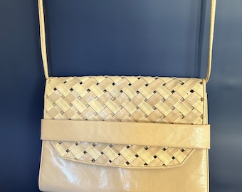 Bruno Magli Vintage Beige Leather Envelope Purse