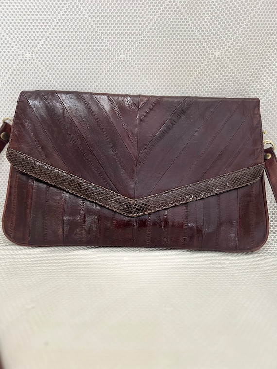 Vintage Eel Skin Brown Clutch