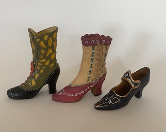 Vintage Miniature Collectible Victorian Ladies Boots Set of 3