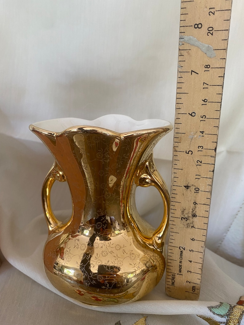Vintage 22 Kt Gold Bud Vase / 1950s Hand Decorated Gold Bud Etsy