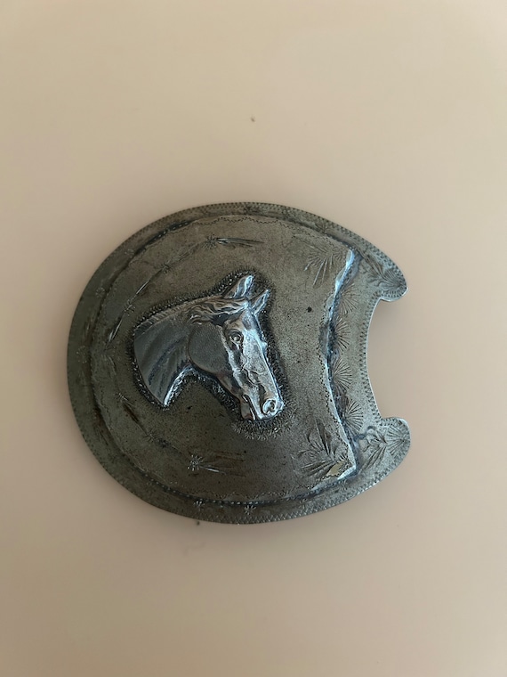 Vintage German Silver Belt Buckle Horse Head Horse