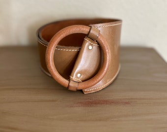 Leegin‎ women\'s vintage brown leather belt size 36 Vintage Leegin Leather Belt: 1980s Chestnut Brown, Solid  main image 2