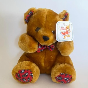 VINTAGE Teddy Bear Stuffed Animal, King Plush Brown Bear Toy, Vintage Toy