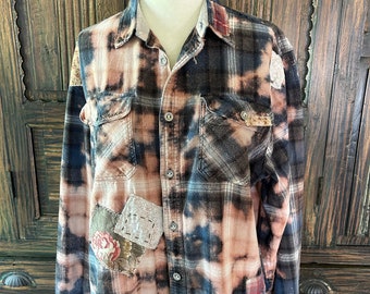 Vintage Repurposed Ole Miss Flannel