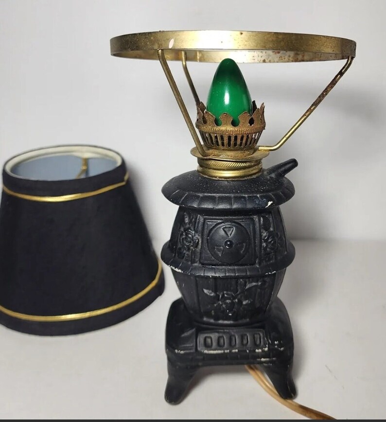 VINTAGE Pot Belly Cast Iron Stove LAMP Light Old Works Etsy