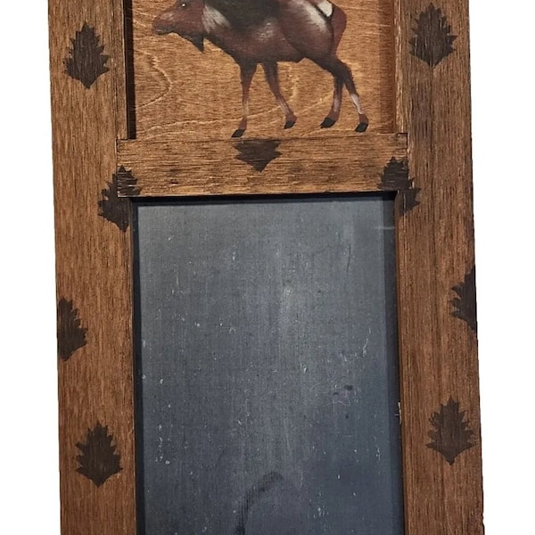 Vintage Rustic Wood Moose Chalkboard Note Message Wall Art Cabin Lodge 21 × 11"