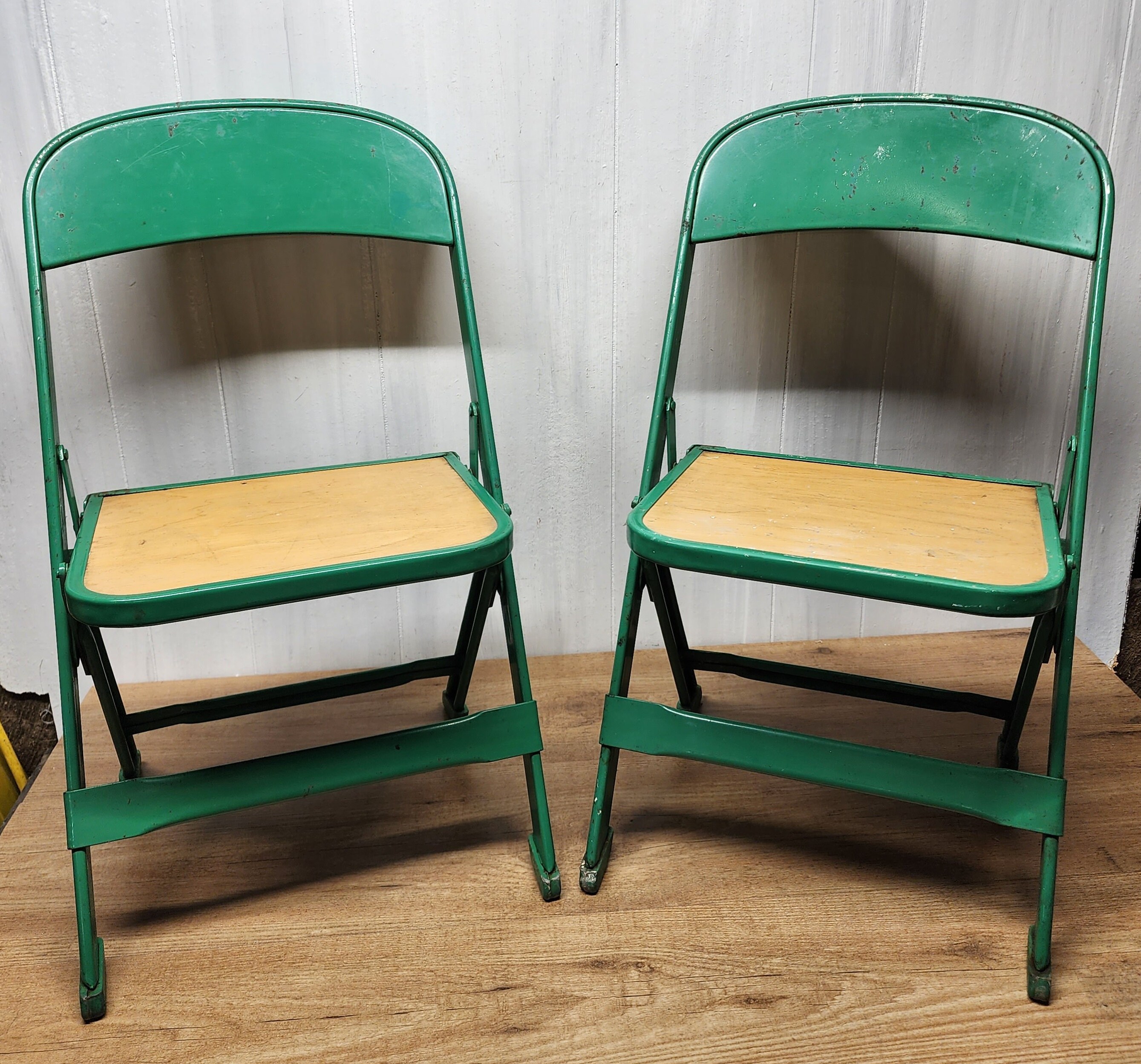 椅子 CLARIN / ALL STEEL FOLDING CHAIR / GREEN 2 Vintage 1950s Industrial Metal Green Children's Folding
