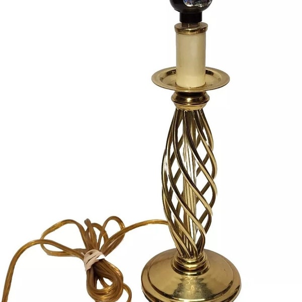 Vintage Gold Brass Twisted Spiral Metal Table Accent Lamp 13" with 6' Long Cord