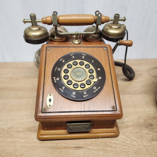 Vintage Crosley Collector's Edition Desk Phone Wood Country Telephone MCM 1993