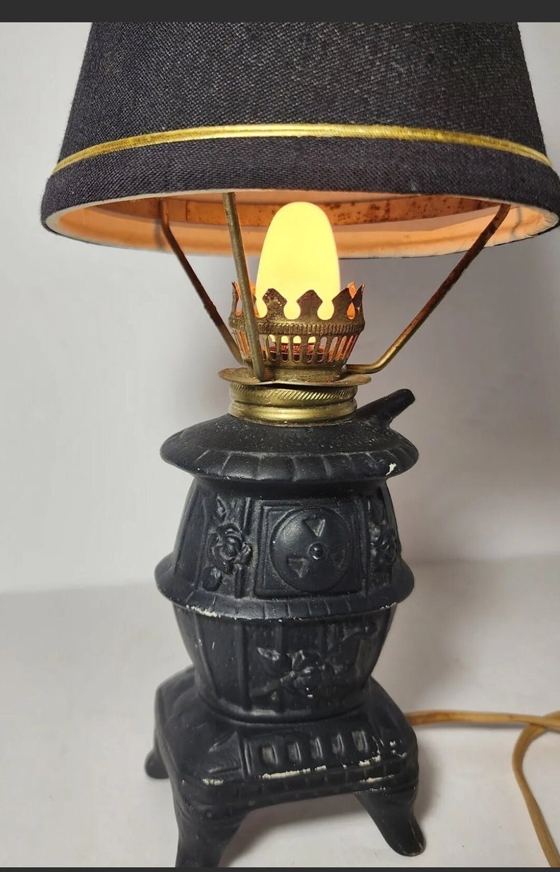 VINTAGE Pot Belly Cast Iron Stove LAMP Light Old Works Etsy