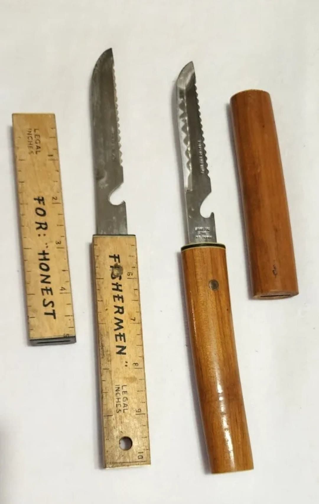 Vintage Knife Fishmaster Cork Handle Floating Fixed Blade Fishing