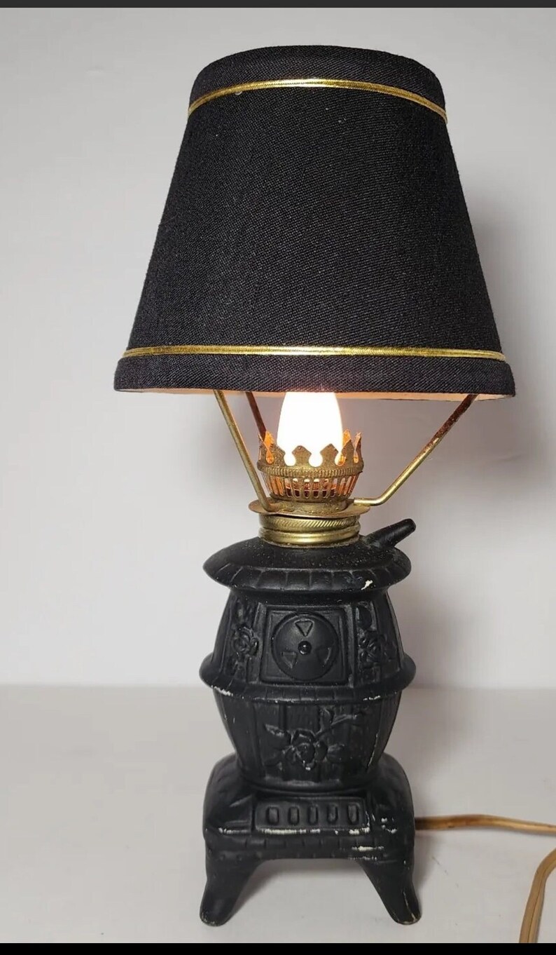 VINTAGE Pot Belly Cast Iron Stove LAMP Light Old Works Etsy