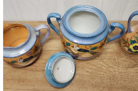 10 Piece Lusterware Kitchen Set Sugar Creamer Oil Vinegar