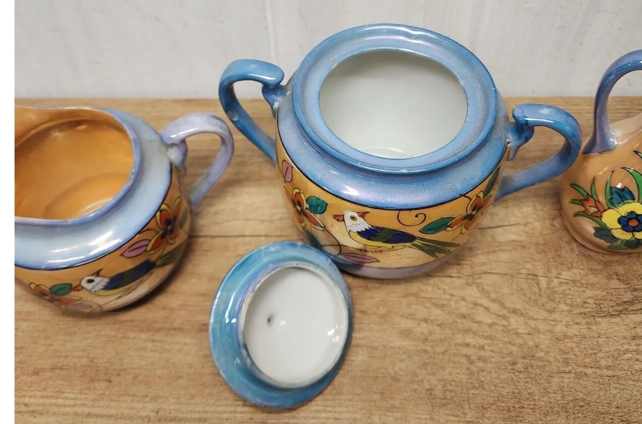 10 Piece Lusterware Kitchen Set Sugar Creamer Oil Vinegar
