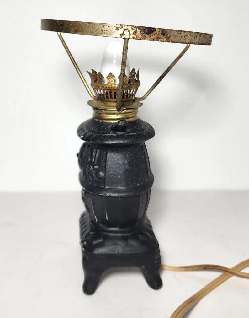VINTAGE Pot Belly Cast Iron Stove LAMP Light Old Works Etsy