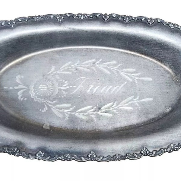Vintage Bread Plate Platter WR 55 Silver Plated Floral Etched 12" Scalloped Edge