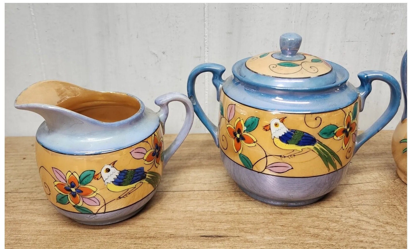 10 Piece Lusterware Kitchen Set Sugar Creamer Oil Vinegar