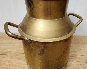 Old Vintage Brass Metal Milk Can 6" Decor Storage  Made In India Kitchen Farm