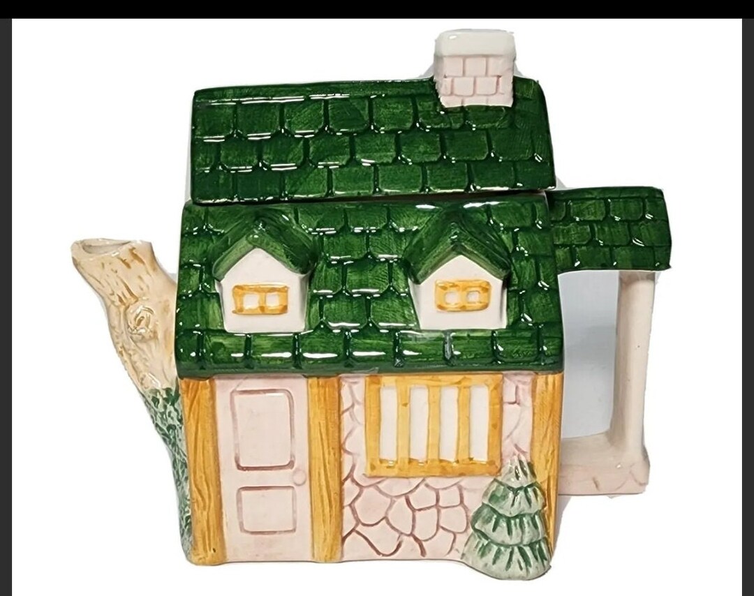 Vintage Ceramic Tea Pot House Home Removable Lid Action Tiawan B Yellow