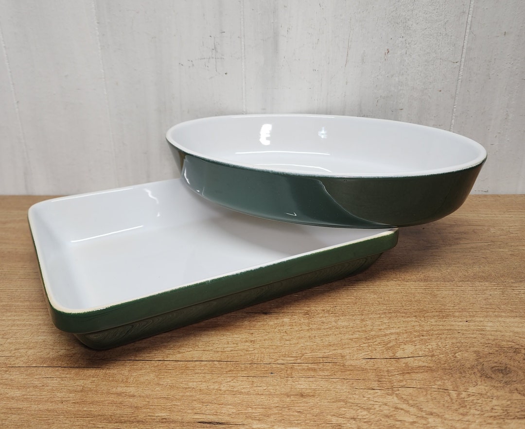 Emile Henry 2 Casserole Dishes Pans 01 07 19 05 Green White Etsy