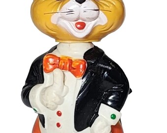 Vintage Alps Wiggles Waggles Cat Wind Up Toy  Head Bobs Made in Japan 6"