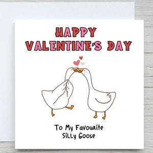 Tarjeta del día de San Valentín, linda tarjeta romántica, tarjeta de Silly Goose, tarjeta del día de San Valentín, tarjeta romántica, tarjeta de te amo, tarjeta del día de San Valentín, gansos