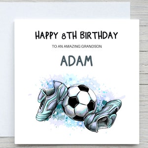 Carte d'anniversaire personnalisée pour petit-fils, carte d'anniversaire de football, carte incroyable petit-fils amateur de football
