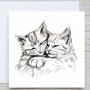 Câlins de chats, carte d'anniversaire, carte de Saint-Valentin, carte de mariage, amour de chat, anniversaire de mariage, câlin de chat, à partenaire, à ami
