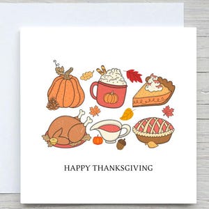 Cartão de Ação de Graças, Feliz Ação de Graças, Cartões personalizados, Cartão de Outono, Cartão de Comida de Ação de Graças