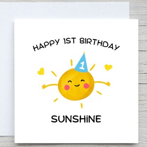 Anniversaire personnalisé de bébé en bas âge, carte de premier anniversaire, carte de soleil, carte de soleil mignonne