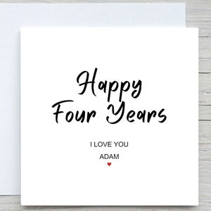 Tarjeta del 4.º aniversario, feliz 4.º aniversario, tarjeta del 4.º aniversario, tarjeta del 4.º aniversario para pareja, regalo de aniversario