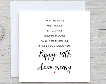 Personalized 14th Anniversary Card, Ivory Wedding Anniversary