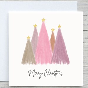Biglietto di Natale personalizzato, biglietto con albero di Natale rosa, biglietto di auguri, biglietto personalizzato,