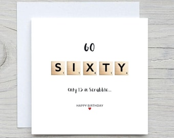Personalized Scrabble Birthday Card: Add Age, Alphabet Card