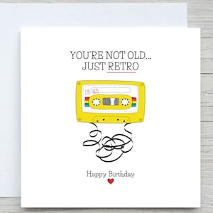 Carte d'anniversaire, carte mignonne, carte de joyeux anniversaire, carte vous êtes rétro, pour carte d'ami, carte de meilleur ami, carte d'anniversaire drôle