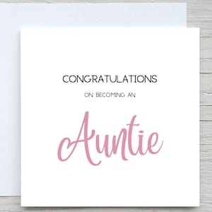 Congratulazioni per essere diventata una zia. Biglietto di auguri per la nuova zia appena nata. Biglietto di auguri personalizzato per la zia, nuova zia
