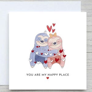 Tarjeta de aniversario, Eres mi lugar feliz, tarjeta romántica, tarjeta de pereza, tarjeta de te amo, tarjeta del día de San Valentín, tarjeta de aniversario