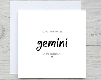 Tarjeta de cumpleaños de Géminis: Tarjeta astrológica del horóscopo para ella