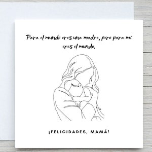 Feliz Día de la Madre, tarjeta Día de la Madre, carte espagnole de fête des mères, carte maman ours, carte pour maman, Eres Mi Mundo