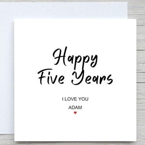 5th Anniversary card, Happy 5 years ,fifth anniversary card, 5th anniversary card for partner, Anniversary gift