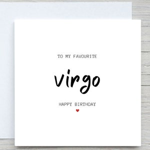 Carte d'anniversaire zodiaque Vierge pour elle, à mon joyeux anniversaire Vierge préféré, carte d'anniversaire astrologie horoscope
