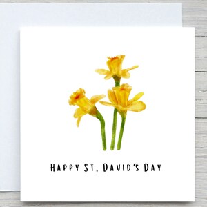 Carte Joyeuse Saint-David, Saint-David, Cartes jonquille jaunes, Cartes postales aquarelles Carte fleur jaune