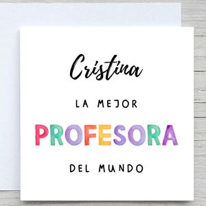 Personalisierte Spanisch Lehrer Karte: La Mejor Profesora