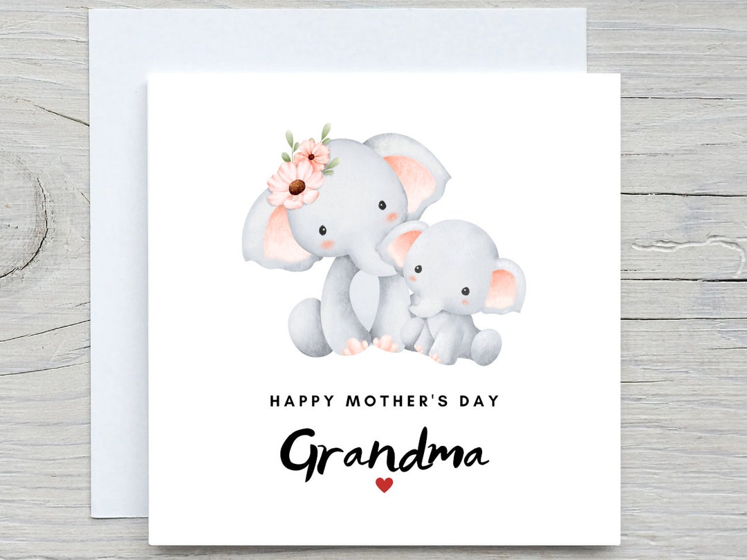 Birthday Card, Love Card, Grandma Elephant Mothers Day Card, Mothers