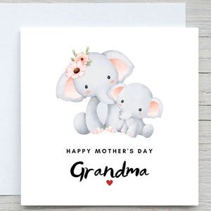 Biglietto di compleanno, biglietto d'amore, biglietto per la festa della mamma dell'elefante della nonna, biglietto per la festa della mamma, biglietto per la festa della mamma