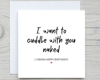 Funny Birthday CARD, Naked Birthday Cuddle Card, for wife, for husband, for partners birthday