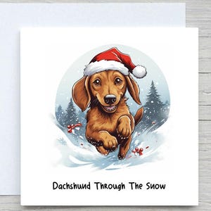Personalised Christmas card, Dachshund Through The Snow Christmas Card, Funny Dog Card ,Dachshund Card ,Sausage Dog Card