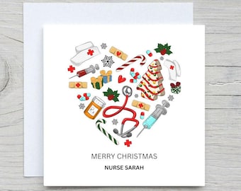 Tarjeta de Navidad personalizada para enfermera o médico: agradecimiento navideño
