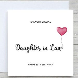 Personalised Daughter in Law Birthday Card, Relative Birthday card, Lovely card for Daughter in law , card for her