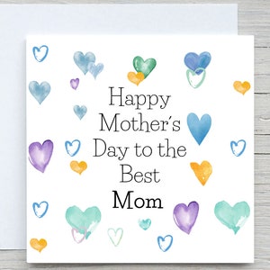 Tarjeta del día de la madre, tarjeta para mamá, tarjeta de corazón para mamá, tarjeta para la mejor mamá, tarjeta personalizada para mamá